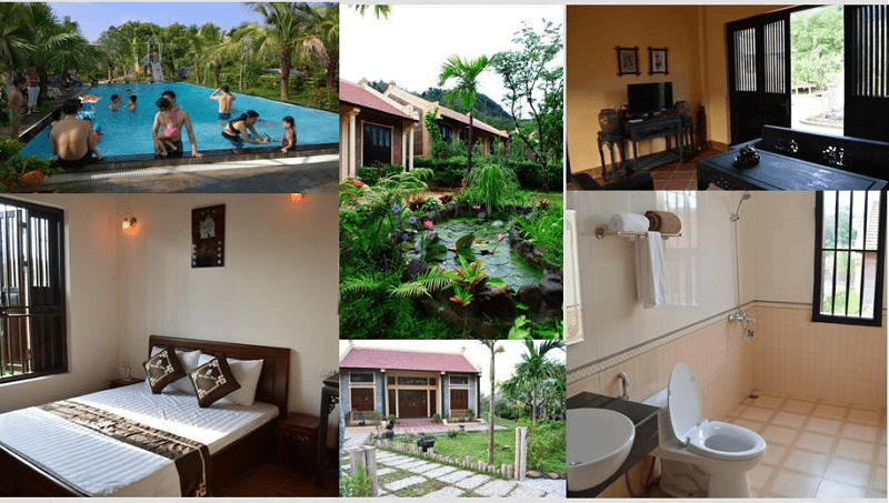 Phòng ngủ, hồ bơi và các cảnh vật khác ở Zen resort Ba Vì
