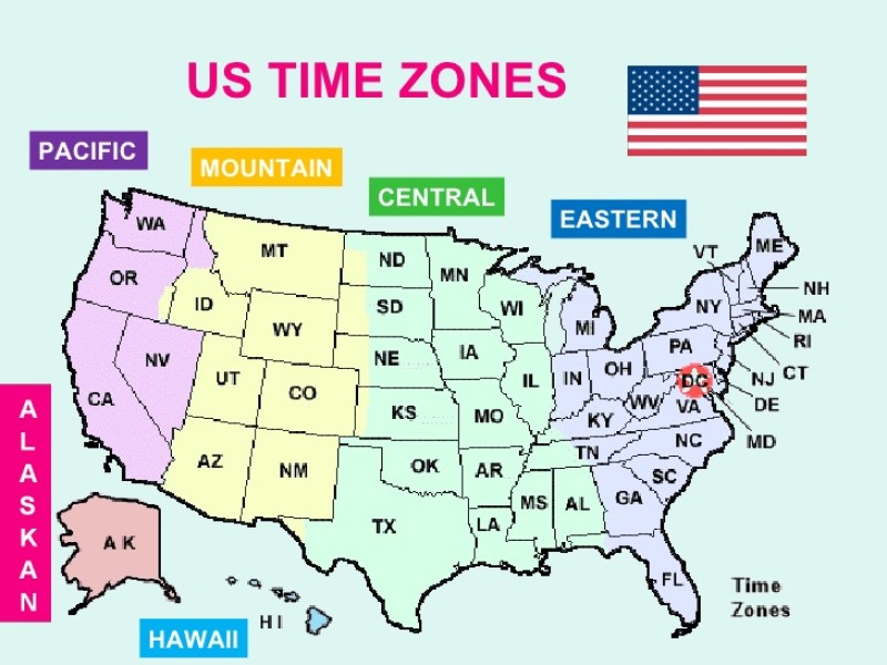 Có 4 múi giờ ở nước Mỹ