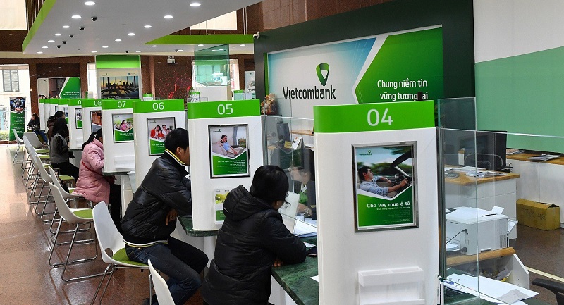 Quầy giao dịch ngân hàng Vietcombank