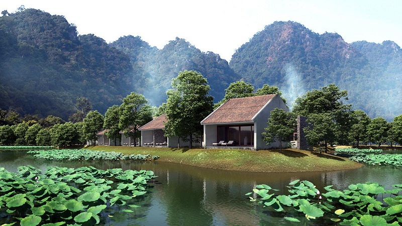 Aravinda resort Ninh Bình nằm giữa núi đại ngàn và hồ sen xanh tươi