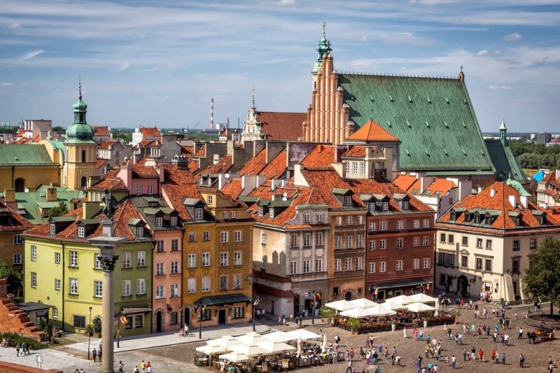 Thị trấn cổ Old Town tại Warsaw-Ba Lan