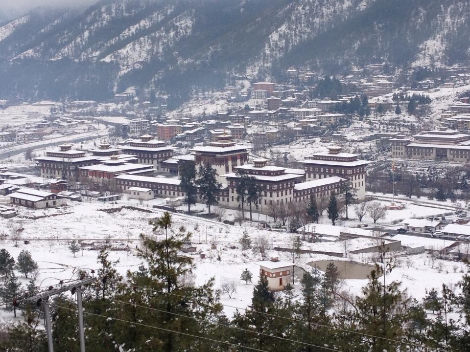 Tu viện Ranpung Bhutan phủ đầy tuyết trắng