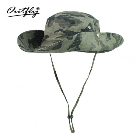 Mũ nón Bucket tai bèo rộng vành Outfly B1003C carmo army green