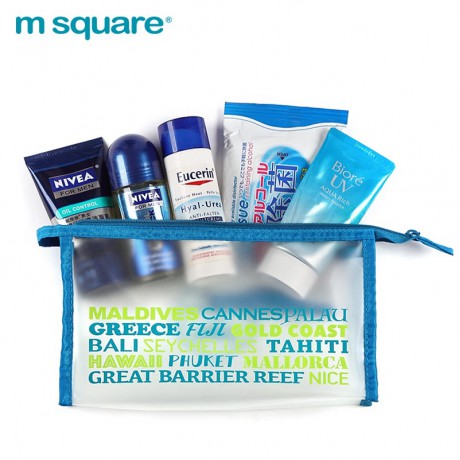 Túi đựng mỹ phẩm trong suốt Msquare Blue