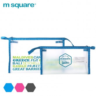 Túi đựng mỹ phẩm trong suốt Msquare Blue