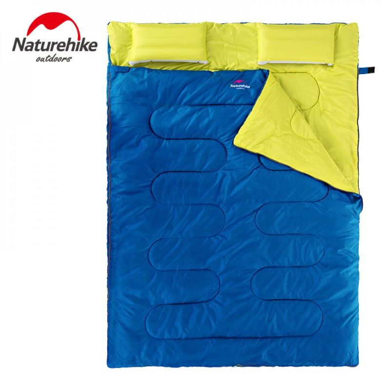 Túi ngủ cắm trại đôi Naturehike 0611 màu xanh