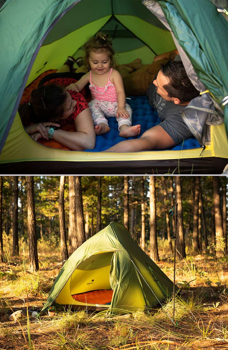 Trải đệm trong lều trại mang đến không giãn thư giãn thoải mái cho gia đình