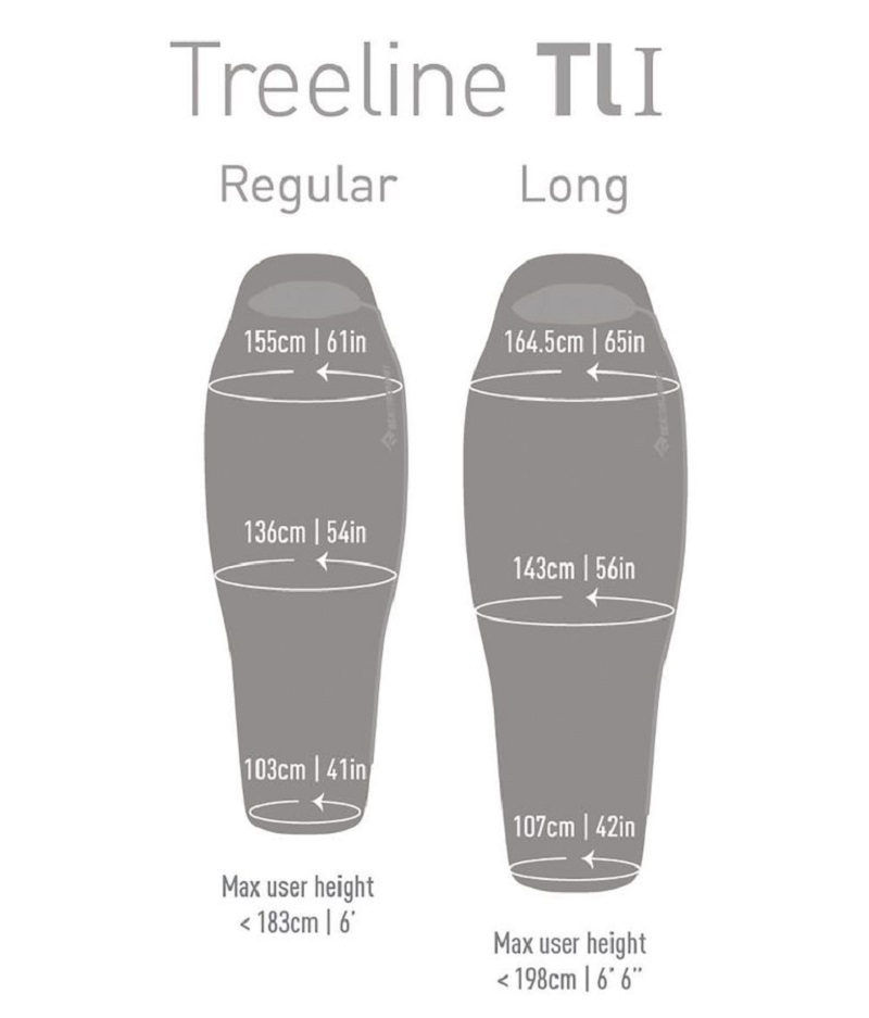Hai kích thước size của túi ngủ mùa đông Sea to Summit Treeline TlI STMTL105
