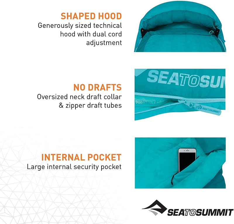 Túi ngủ du lịch Sea to Summit Altitude AtI STMATL01 với phần mũ rộng rãi và khóa kéo tiện dụng